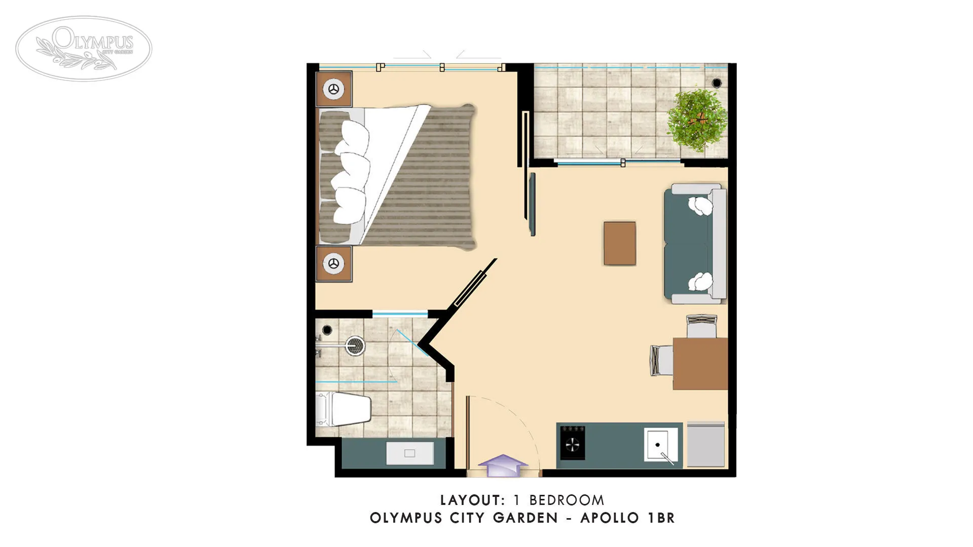 Olympus City Garden 1-bedroom Unit Plan