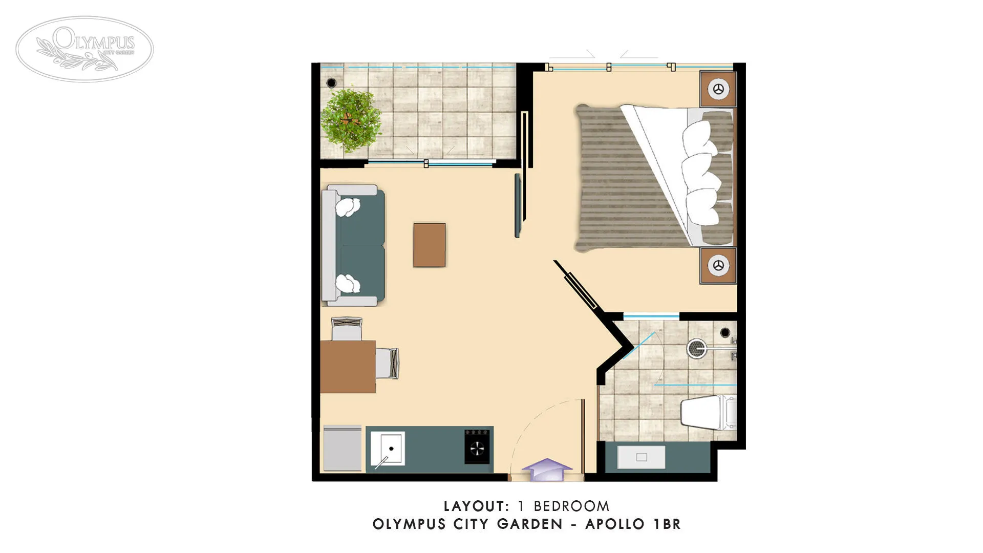 Olympus City Garden 1-bedroom Unit Plan