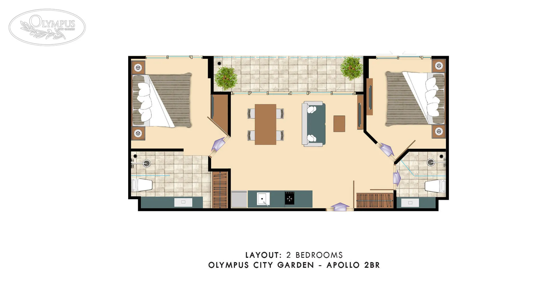 Olympus City Garden 2-bedroom Unit Plan