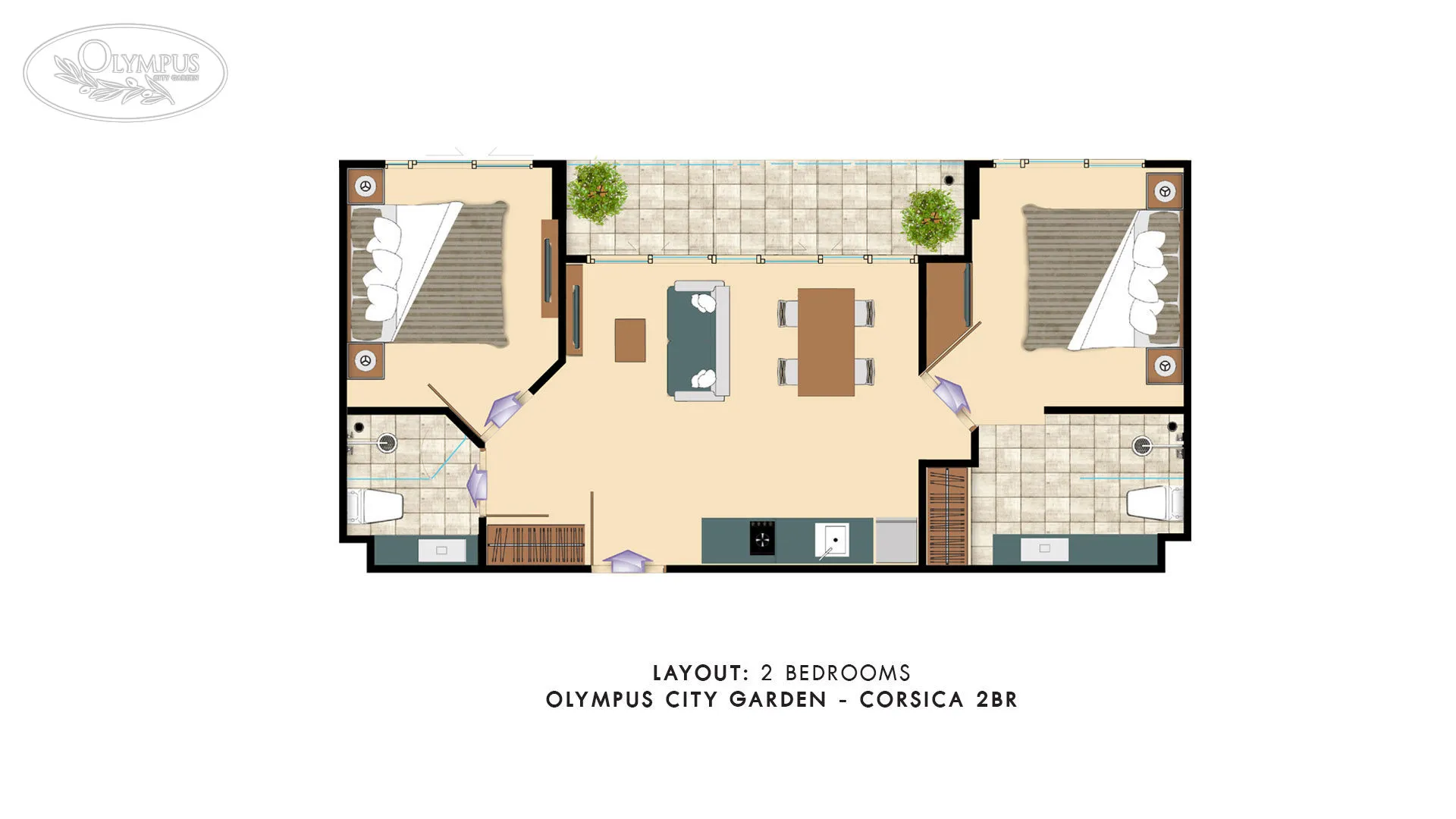 Olympus City Garden 2-bedroom Unit Plan